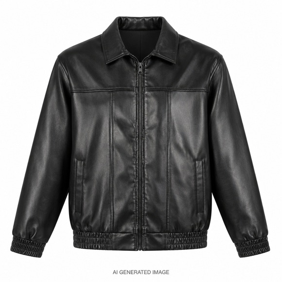 Sampeel Other - Sampeel Jacket Mens L Black Faux Leather Bomber Zip Up Casual